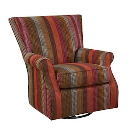 Transitional Swivel Glider Chair with Flared Back